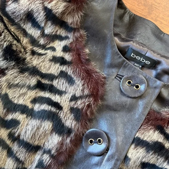Bebe Animal Print  Fur cropped jacket - Picture 3 of 7